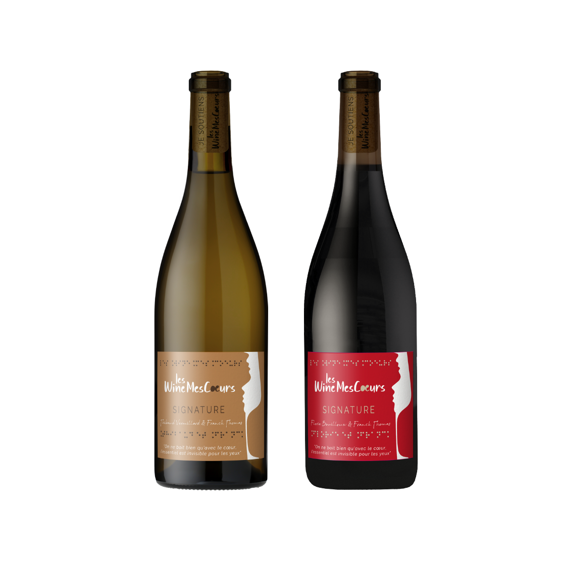 Photo montrant les vins "Signatures" du collectif Les WineMesCoeurs.