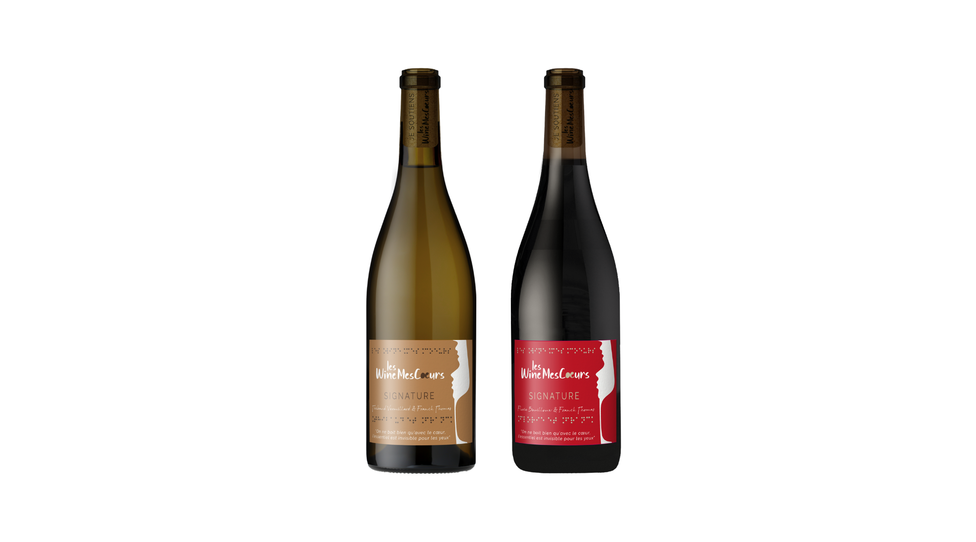 Photo montrant les vins "Signatures" du collectif Les WineMesCoeurs.